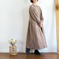 chibi collar gather dress ( blushed linen )