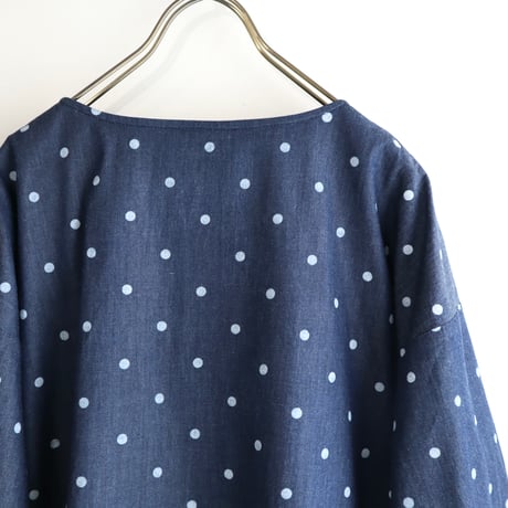 front tuck ribbon jacket (indigo dot)