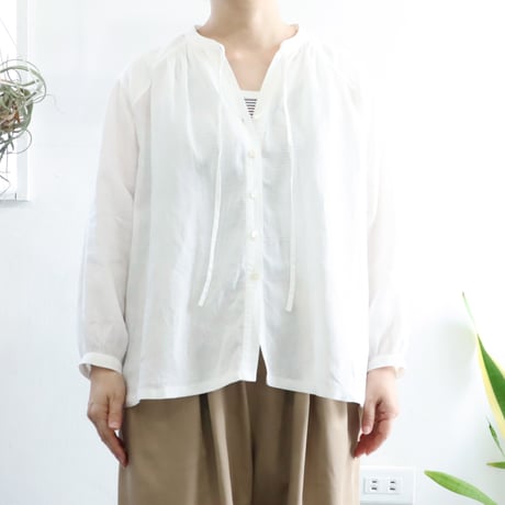 skipper ribbon P blouse (white)