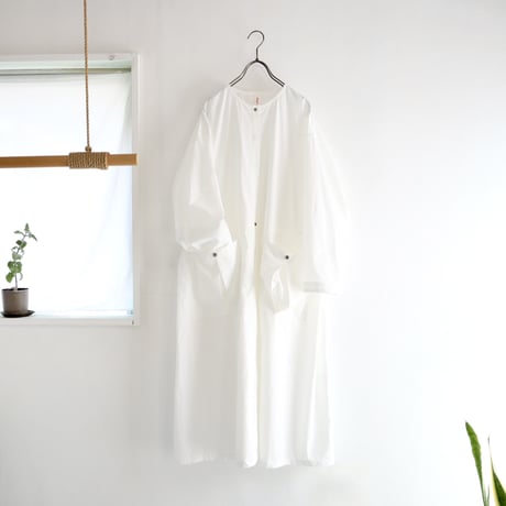 pleats pocket no-collar dress (organic cotton)