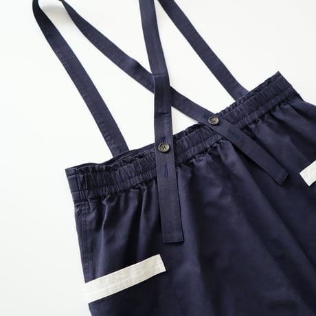 cotton linen suspender pants (navy)