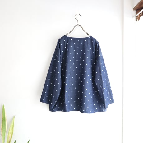 front tuck ribbon jacket (indigo dot)
