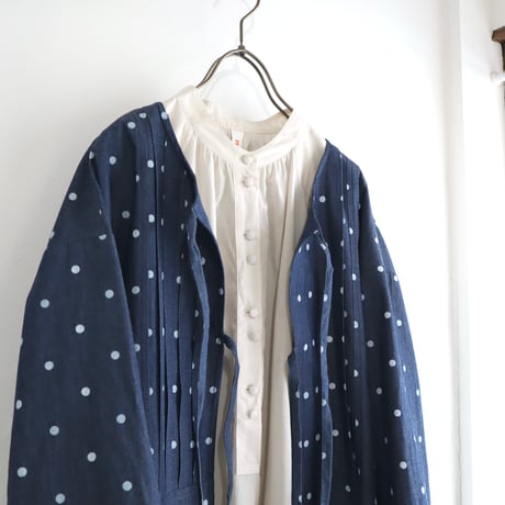 front tuck ribbon jacket (indigo dot)