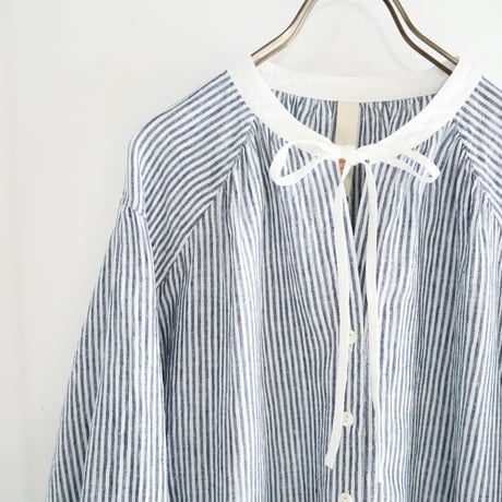skipper ribbon P blouse (blue stripe)