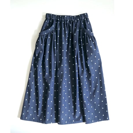 gather pocket skirt (indigo dot)
