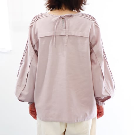 綿麻   タックロングスリーブトップ  (sakura)
