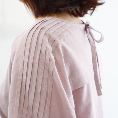 綿麻   タックロングスリーブトップ  (sakura)