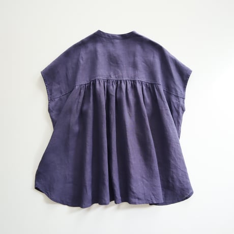 random tuck french blouse (linen / iron blue)