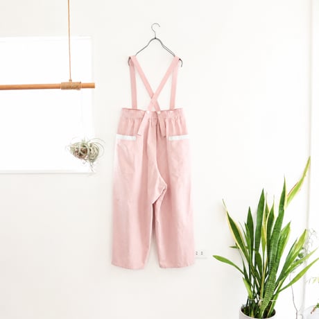 cotton linen suspender pants (pale pink)