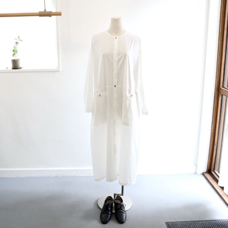 pleats pocket no-collar dress (organic cotton)