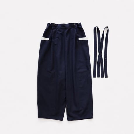 cotton linen suspender pants (navy)