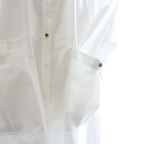 pleats pocket no-collar dress (organic cotton)