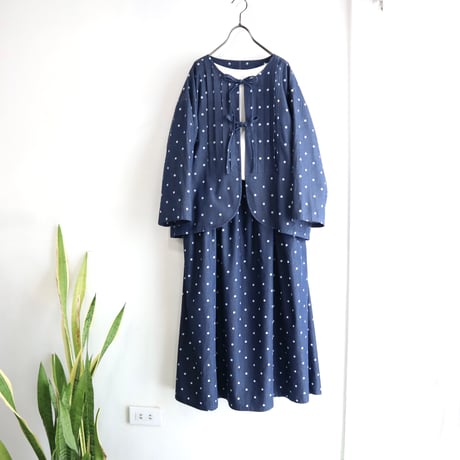 front tuck ribbon jacket (indigo dot)