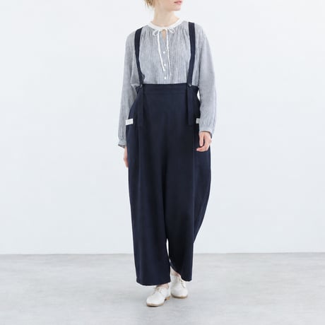 cotton linen suspender pants (navy)