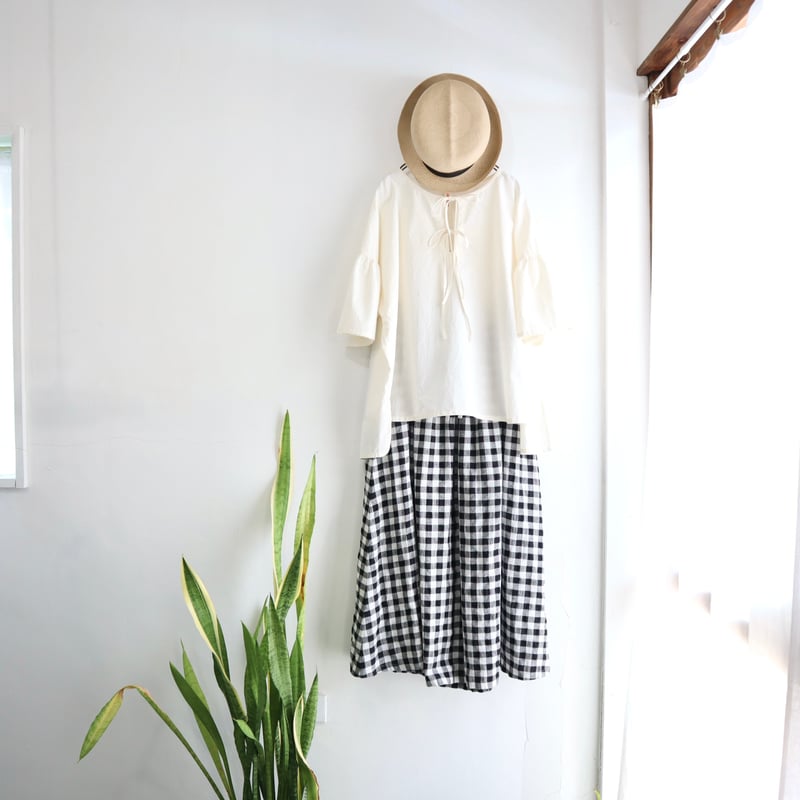 オーガニックコットン100% フロントリボンプルオーバー (ecru) | ma 