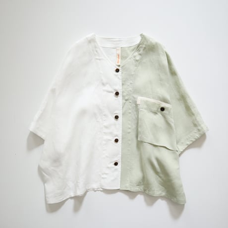 loosey goosey shirt  (pistachio x white)