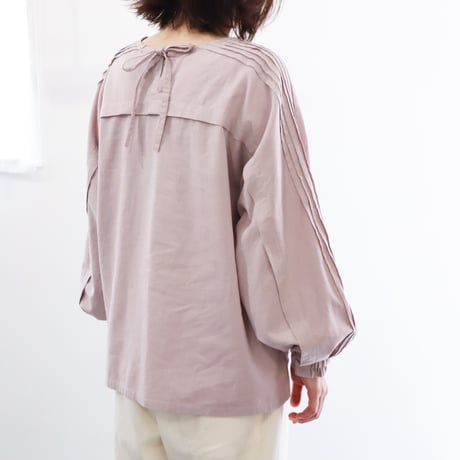 綿麻   タックロングスリーブトップ  (sakura)