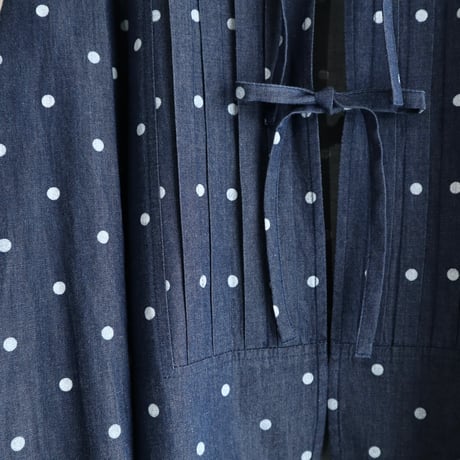 front tuck ribbon jacket (indigo dot)