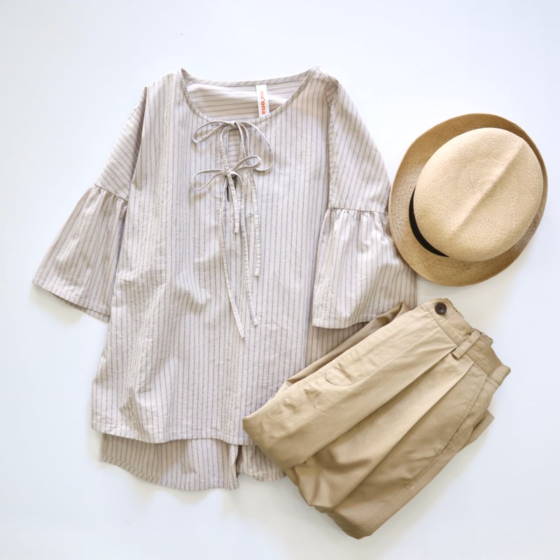 オーガニックコットン100% フロントリボンプルオーバー (ecru) | ma 