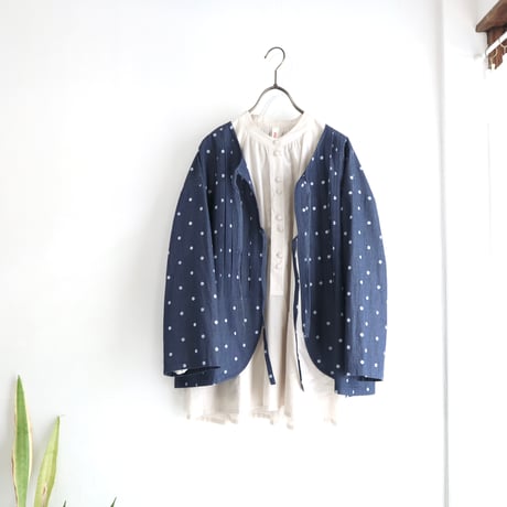 front tuck ribbon jacket (indigo dot)