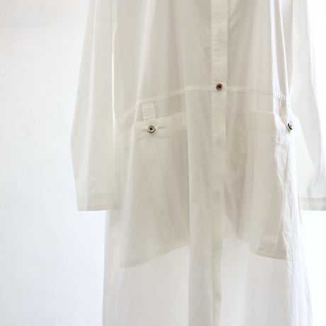 pleats pocket no-collar dress (organic cotton)