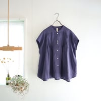 random tuck french blouse (linen / iron blue)