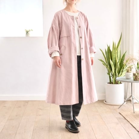 back gather sleeve trench coat (pale pink)