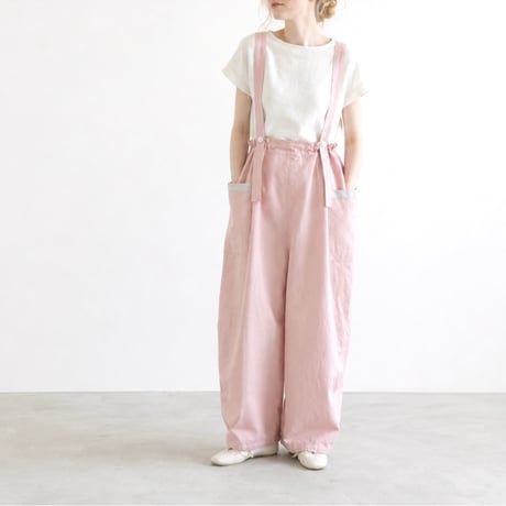 cotton linen suspender pants (navy)