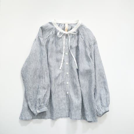 skipper ribbon P blouse (blue stripe)
