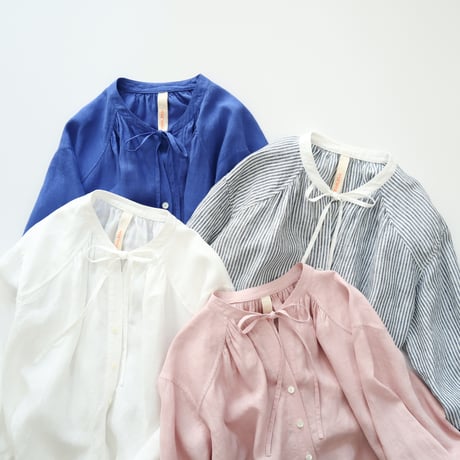 skipper ribbon P blouse (blue stripe)