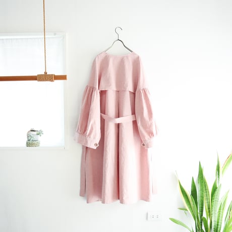 back gather sleeve trench coat (pale pink)