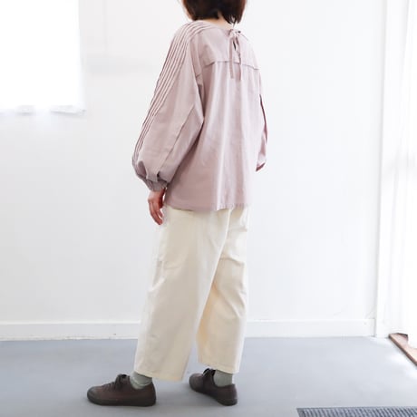 綿麻   タックロングスリーブトップ  (sakura)