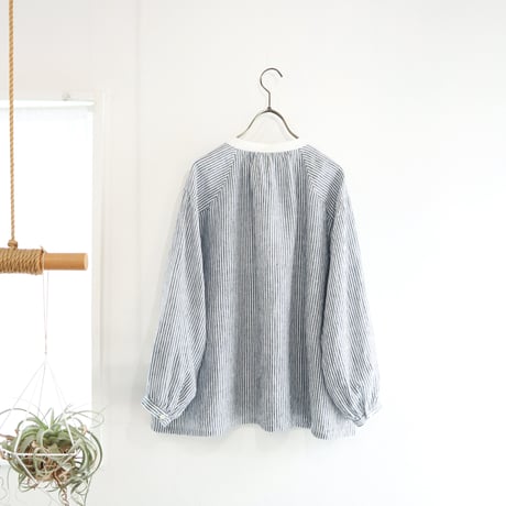 skipper ribbon P blouse (blue stripe)