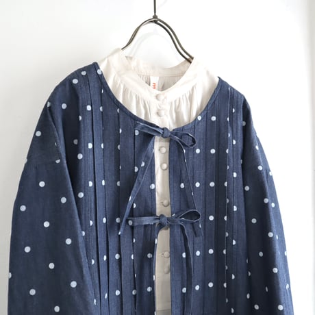 front tuck ribbon jacket (indigo dot)