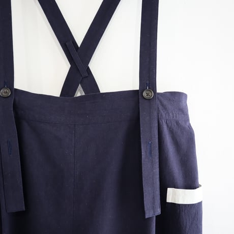 cotton linen suspender pants (navy)