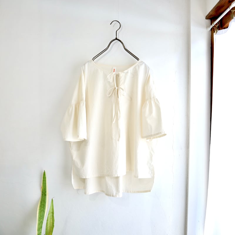 オーガニックコットン100% フロントリボンプルオーバー (ecru) | ma 