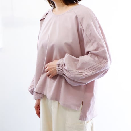 綿麻   タックロングスリーブトップ  (sakura)