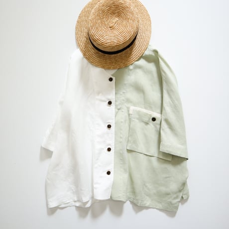 loosey goosey shirt  (pistachio x white)