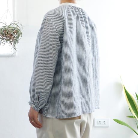 skipper ribbon P blouse (blue stripe)