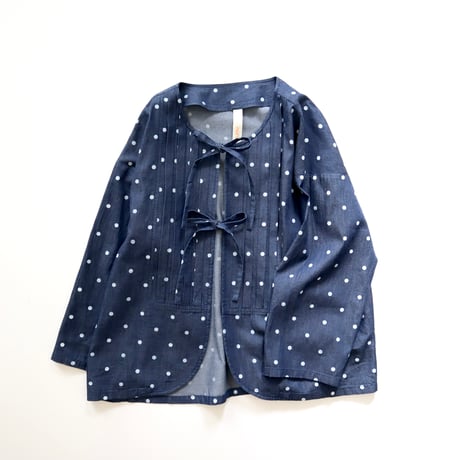 front tuck ribbon jacket (indigo dot)