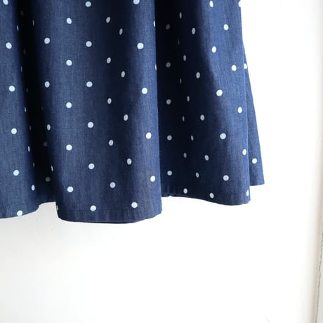 gather pocket skirt (indigo dot)