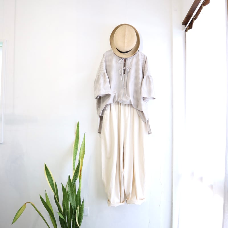 オーガニックコットン100% フロントリボンプルオーバー (ecru) | ma 