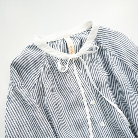 skipper ribbon P blouse (blue stripe)