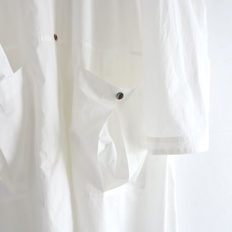 pleats pocket no-collar dress (organic cotton)