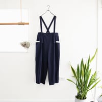 cotton linen suspender pants (navy)