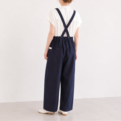 cotton linen suspender pants (navy)