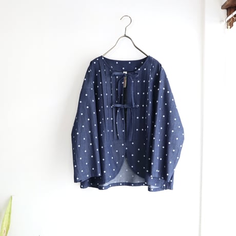 front tuck ribbon jacket (indigo dot)