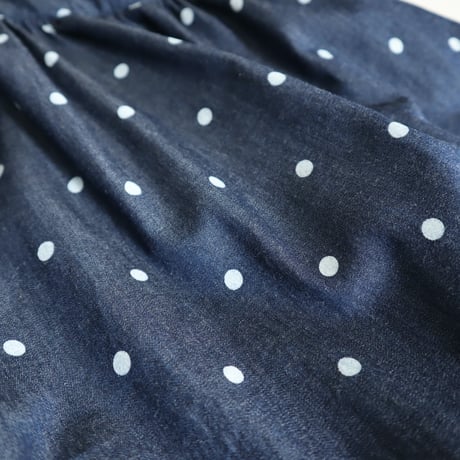 gather pocket skirt (indigo dot)