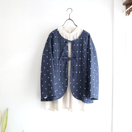 front tuck ribbon jacket (indigo dot)