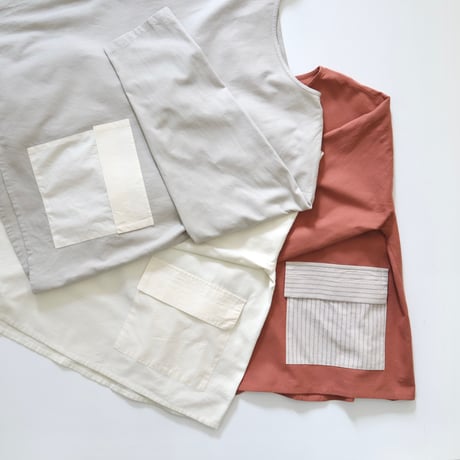 shoulder button pocket pull-over (milk)